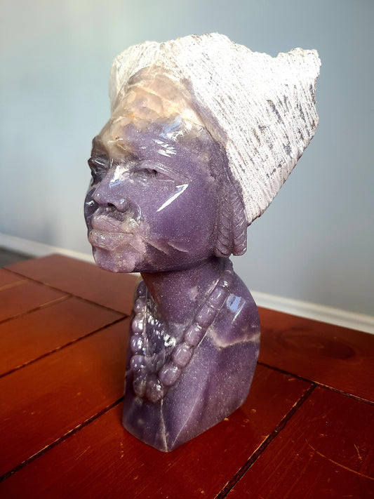 Bust of African Woman - Lepidolite